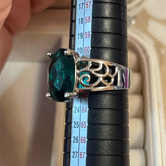 Sterling Silver 925 Green Quartz Gemstone Filigree Ring Size 9.75-10 Jewelry - Picture 6 of 8